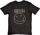 Nirvana - Black Happy Face Heren T-shirt - L - Zwart