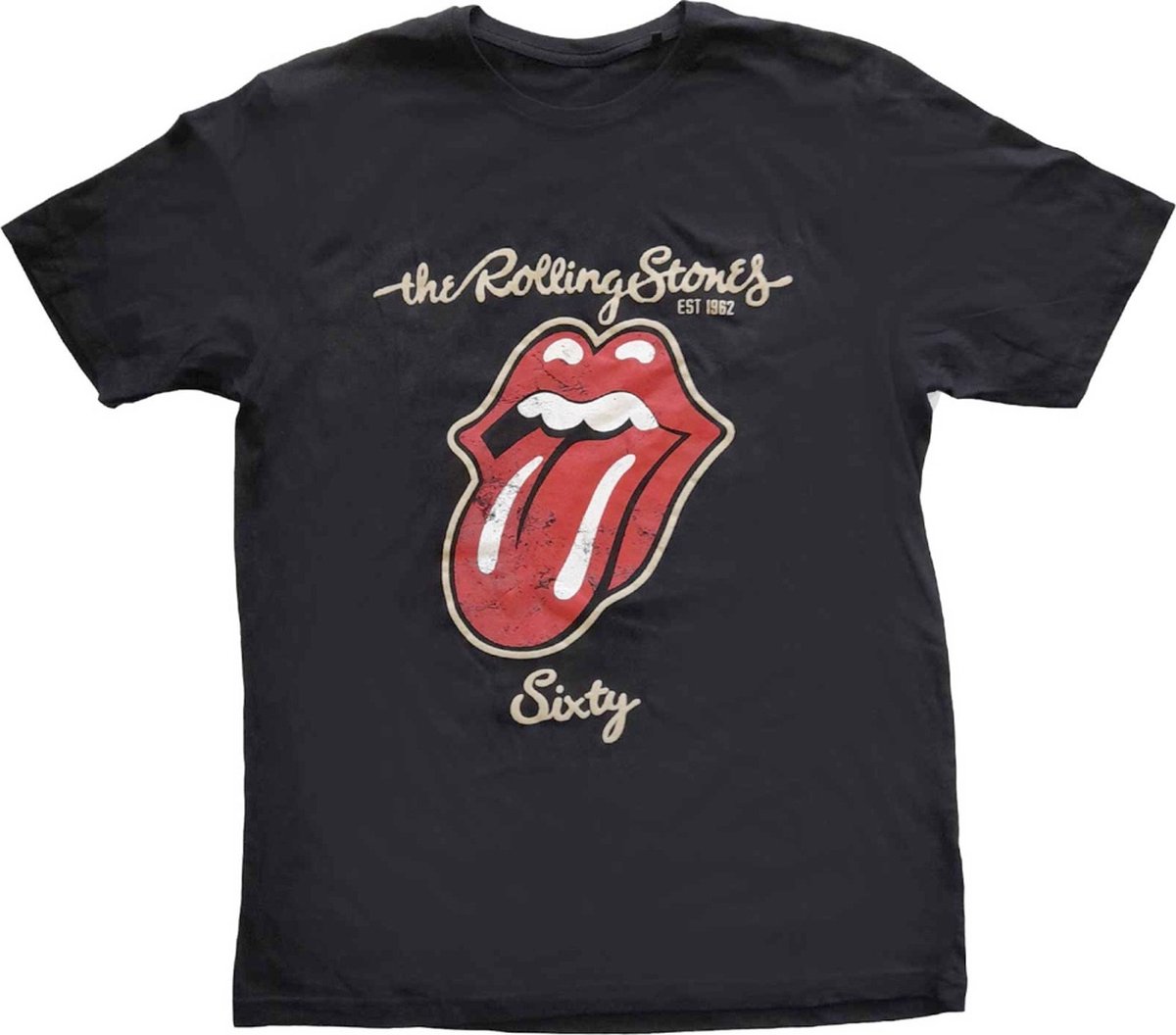 The Rolling Stones - Sixty Plastered Tongue Heren T-shirt - L - Zwart