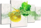 GroepArt - Schilderij -  Keuken - Groen, Geel, Wit - 160x90cm 4Luik - Schilderij Op Canvas - Foto Op Canvas