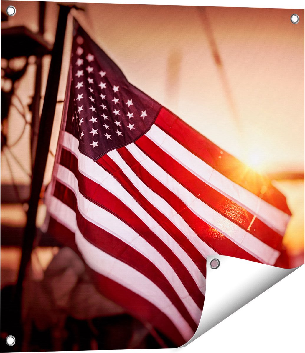 Gards Tuinposter Amerikaanse Vlag - Verenigde Staten - 60x60 cm - Tuindoek - Tuindecoratie - Wanddecoratie buiten - Tuinschilderij Multikleur