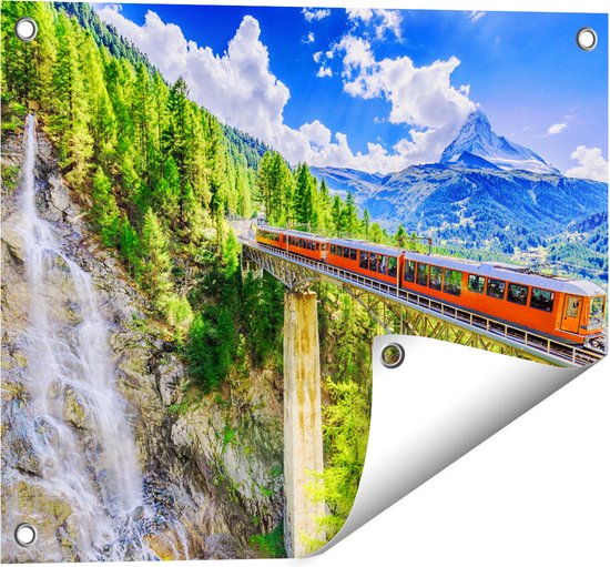 Tuinposter - Tuindoek - Tuinposters buiten - tekening van een trein in Singapore
