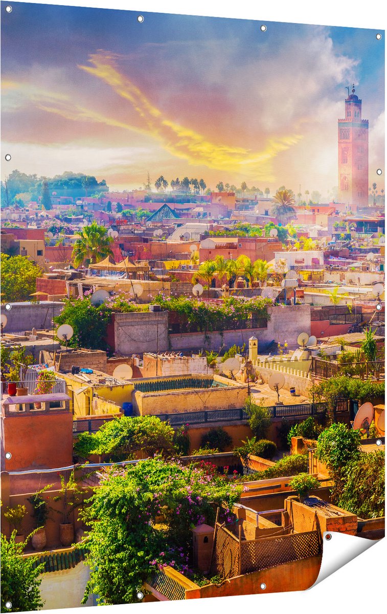 Gards Tuinposter Medina van Marrakesh in Marokko - 120x160 cm - Tuindoek - Tuindecoratie - Wanddecoratie buiten - Tuinschilderij Multikleur
