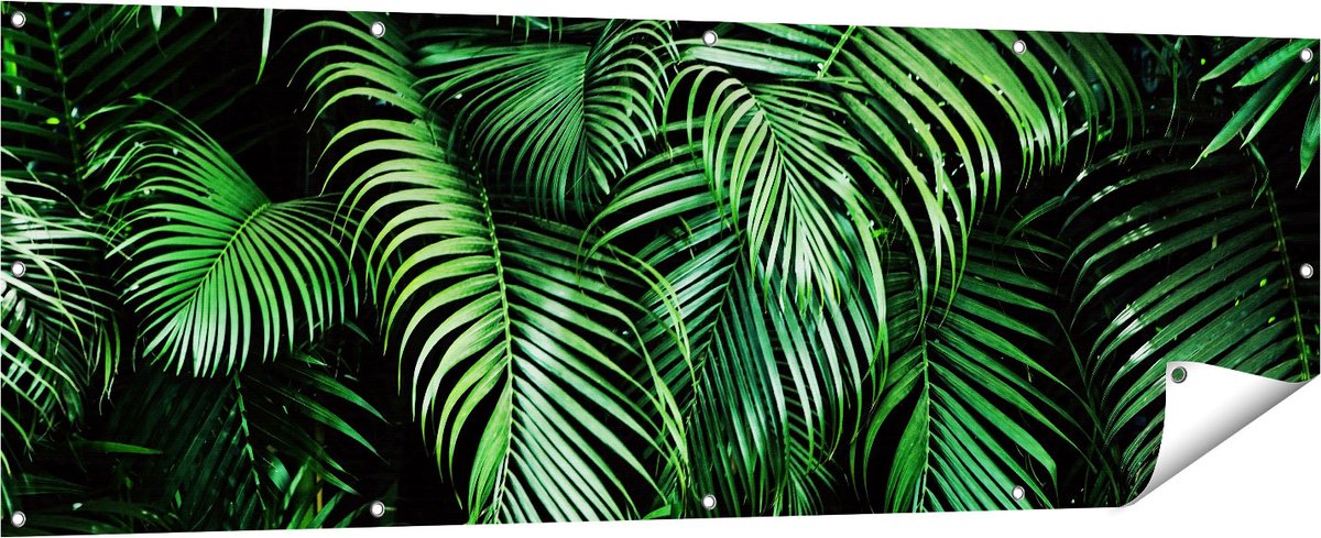 Gards Tuinposter Tropische Palm Bladeren - Groen - 180x60 cm - Tuindoek - Tuindecoratie - Wanddecoratie buiten - Tuinschilderij Multikleur