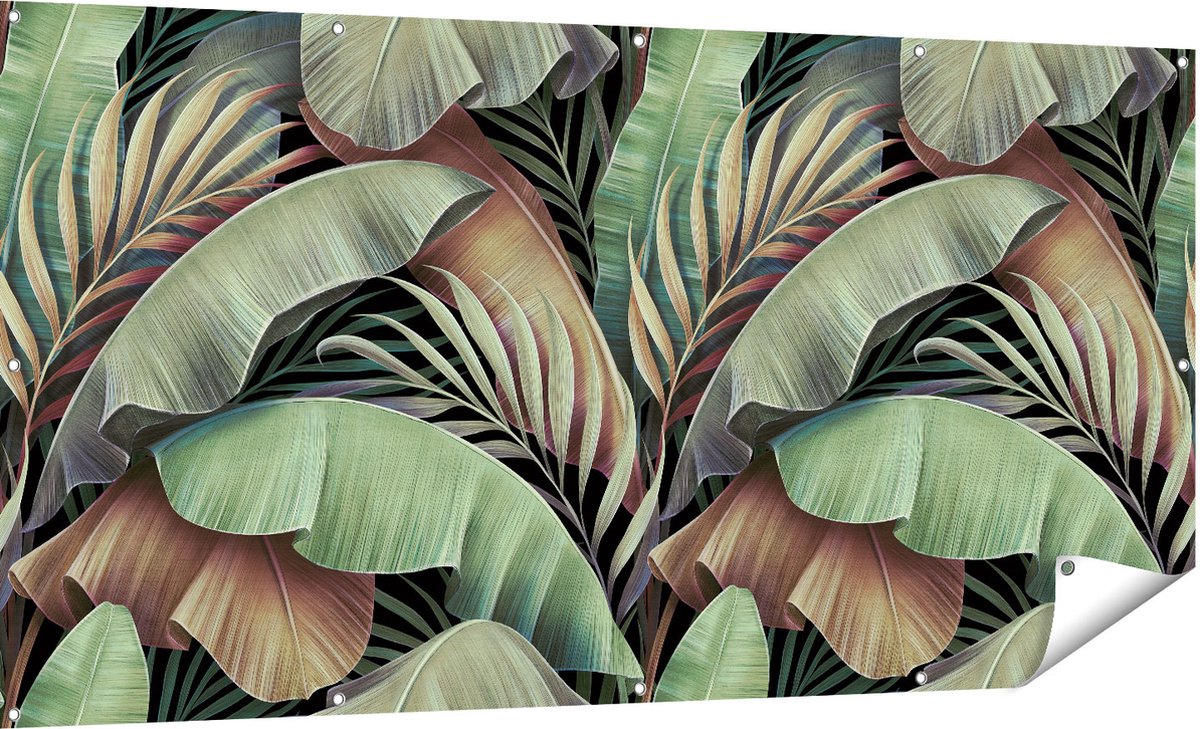 Gards Tuinposter Tropische Bladeren - 180x90 cm - Tuindoek - Tuindecoratie - Wanddecoratie buiten - Tuinschilderij Multikleur