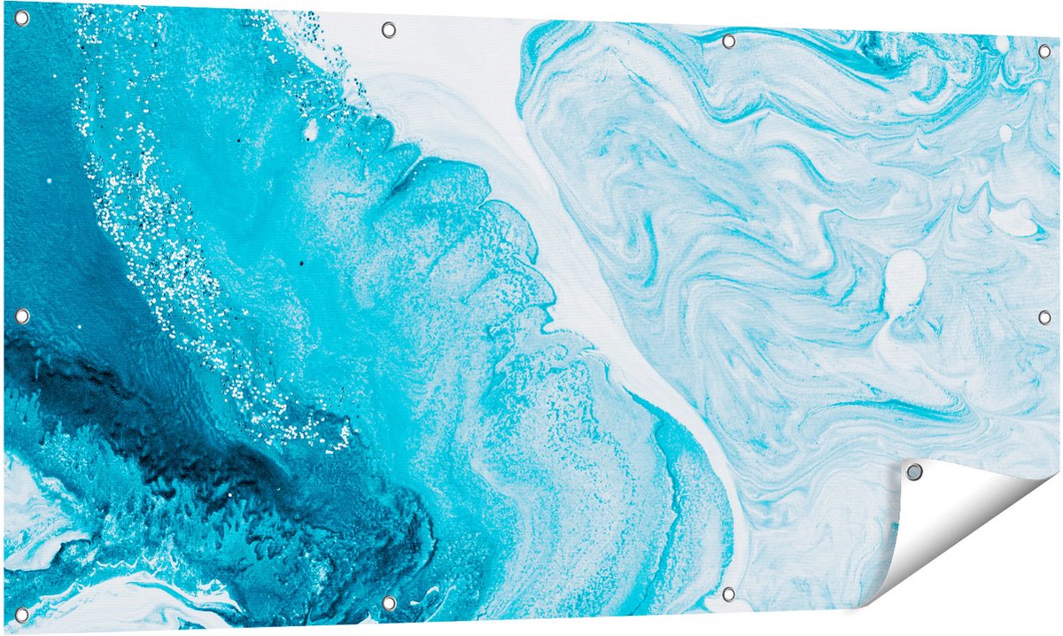Gards Tuinposter Abstracte Kunst van een Oceaan - 140x70 cm - Tuindoek - Tuindecoratie - Wanddecoratie buiten - Tuinschilderij Multikleur