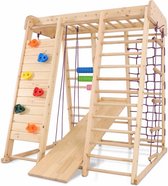 Juliard Club - aire de jeux extérieure avec toboggan, mur d'escalade et balançoire-portique bois pour enfants