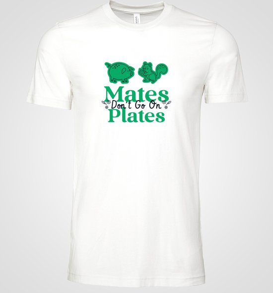 Chemise - Les potes ne vont pas dans les assiettes - Wurban Wear | Chemise drôle | Végétalien | T-shirt unisexe | Animaux | Ami des aniamux | Livre de cuisine végétalien | Blanc