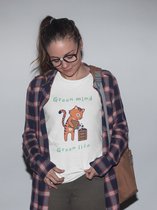 Shirt - Green mind green life - Wurban Wear | Grappig shirt | Vegan | Unisex tshirt | Dieren | Dierenvriend | Vegan kookboek | Wit