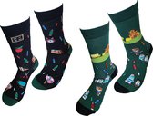 2 paar - Verjaardag cadeau - School sokken -onderwijs sokken - vrolijke sokken - valentijn cadeau - aparte sokken - grappige sokken - leuke dames en heren sokken - moederdag – vaderdag – kerst cadeau - Socks waar je Happy van wordt - Maat 36-41