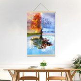 Diamond painting doek - hangende canvas - Prachtige 4 seizoenen boom - 40 x 60 cm