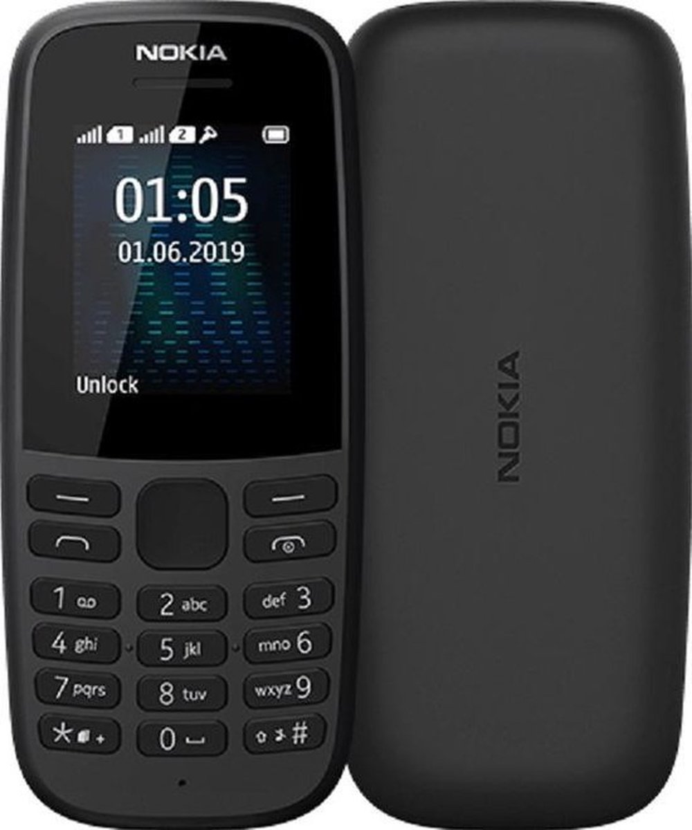 Nokia 105, Barre, Double SIM, 4,5 cm (1.77"), 120 x 160 pixels, 800 mAh,  Noir | bol
