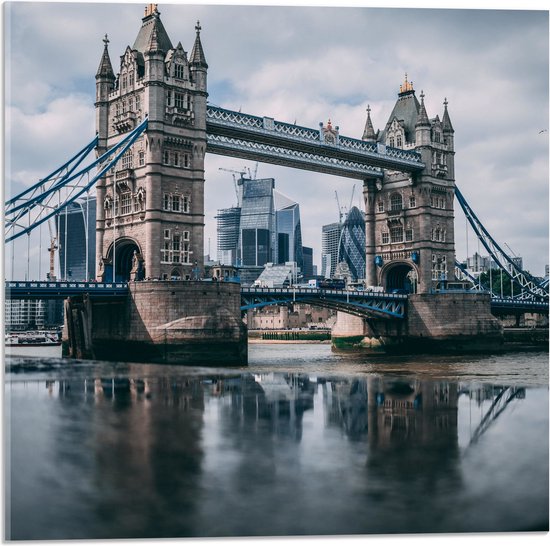 Acrylglas - Tower Bridge over de Rivier de Theems - Verenigd Koninkrijk - 50x50 cm Foto op Acrylglas (Wanddecoratie op Acrylaat)