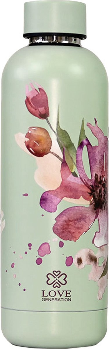 Waterfles - Drinkfles - 500 ml - Thermos - Serene Sage Flowers