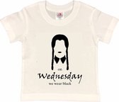 ON WEDNESDAY WE WEAR BLACK T-shirt Wit avec imprimé noir (taille 98/104) | Mercredi T-shirt | Chemises du mercredi | Famille Addams | Mercredi Addams
