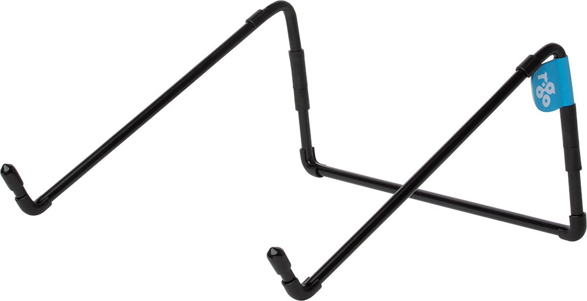 Image of R-Go Steel Travel laptop stand, ergonomic laptop riser, foldable, compatible for laptops 10- 22 inches, steel, black
