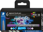 STAEDTLER pigment brush pen set 6 couleurs bleus & violets