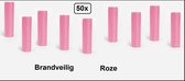 50x Papier rollen serpentines roze - BRANDVEILIG - Carnaval festival optocht feest party serpentine