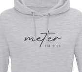 Hoodie dames met capuchon - Sweater dames capuchon - Meter - Meter cadeau - Liefste meter - Meter est 2023 - Lichtgrijs S