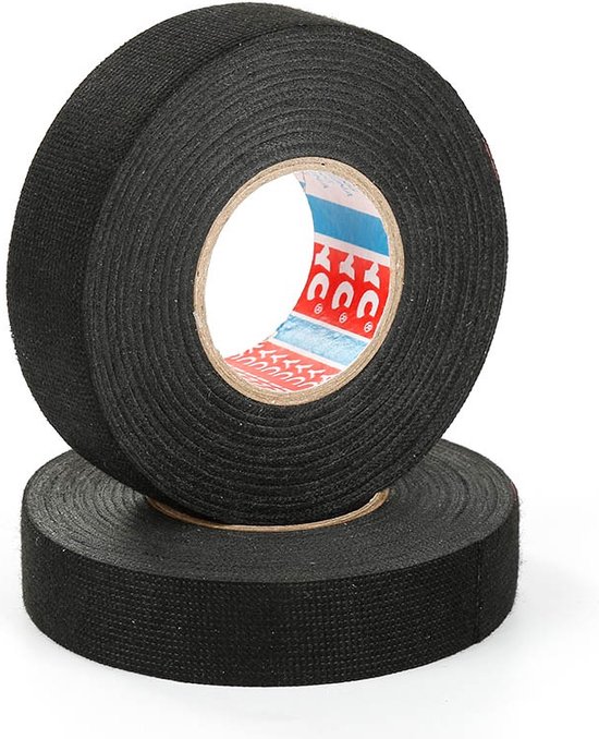 Tape - Hittebestendig - 9mm x 15m - Zelfklevende Tape - Vlam Vertragende Lijm Doek - Tape Isolerend - Voor Kabelboom - Kabel Tie - Zwart