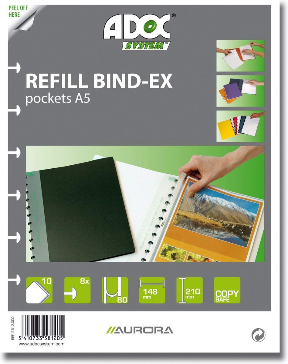 Adoc Bind-Ex Navulling A5 10 x set van 10 hoezen