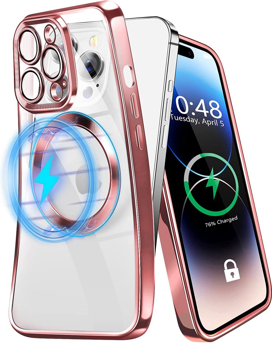 Casemania Hoesje Geschikt voor Apple iPhone 14 Pro - Roze - Siliconen Back Cover Geschikt voor Magsafe