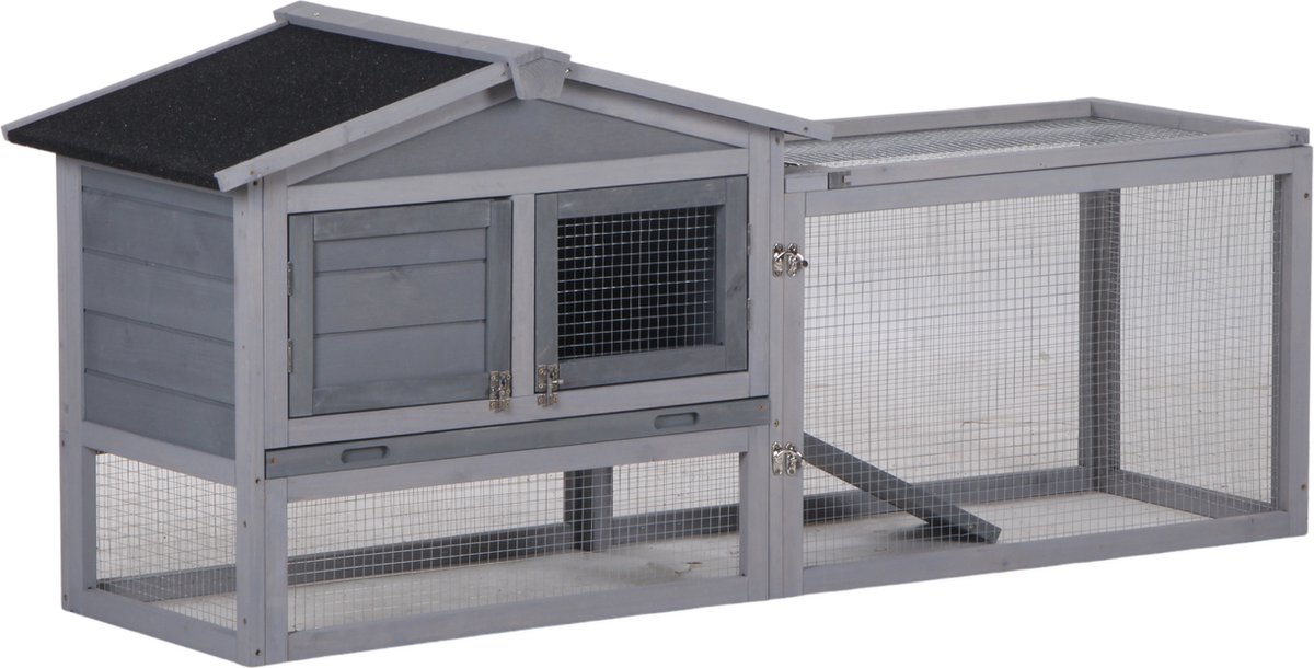 Bol.com Topmast - Konijnenhok Sunshine - Grijs - 155 x 53 x 70 cm aanbieding