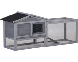 Topmast - Konijnenhok Sunshine - Grijs - 155 x 53 x 70 cm
