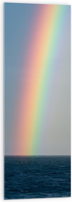 WallClassics - Acrylglas - Heldere Regenboog Landend in Zeewater - 40x120 cm Foto op Acrylglas (Wanddecoratie op Acrylaat)