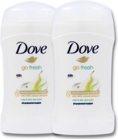 Dove Go Fresh Pear & Aloe Vera Deodorant Vrouw - 2 x 40g - Deodorant Stick - 0% Alcohol - 48 Uur Bescherming en Verzorging Van Je Oksels