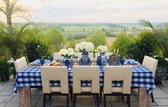 Geruit Tafelloper Grote ruit blauw 35 x 200 - biertafel - oktoberfest - bierfeest - tafel decoratie - feestartikel