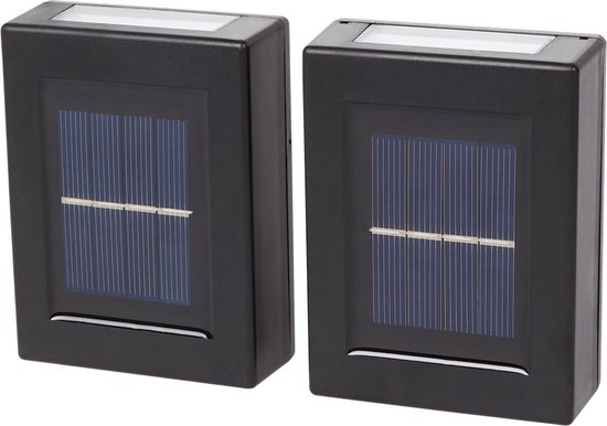 Design Up & Down Solar Outdoor Lights - Zwart - Kunststof - Set van 2 buiten wandlampen - Wall lights - Outdoor lampen - Warm Wit - 11 x 8 x 7