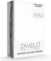 Zavelo Deluxe Katoen-Satijn Topper Hoeslaken Wit - 1 Persoons (90x200 cm) - Heerlijk Zacht - Rondom Elastisch - Perfecte Pasvorm
