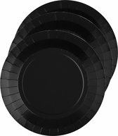 Santex feest bordjes rond - zwart - 10x stuks - karton - 22 cm
