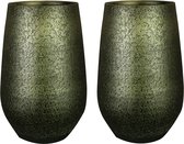 Ter Steege Pot de fleur/pot haut - 2x - vert/or - D23/H36 cm - pour l'intérieur