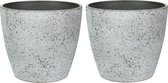 Ter Steege Bloempot/plantenpot - 2x - buiten - betongrijs - D13/H12 cm