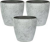 Ter Steege Bloempot/plantenpot - 3x - buiten - betongrijs - D13/H12 cm