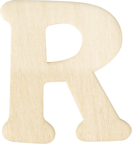 Rayher hobby materialen Letter R - van hout - 4 cm
