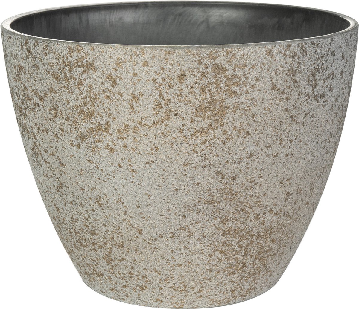 Ter Steege Bloempot/plantenpot - buiten/binnen - beige/goud - D13/H12 cm - kunststof/steenmix