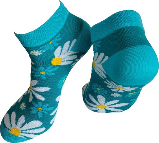 Verjaardag cadeau - Vergeet me nietjes sokken – sneaker sokken - vrolijke sokken - valentijn cadeau – lage sokken - grappige sokken - leuke dames en heren sokken - moederdag - vaderdag - Socks waar je Happy van wordt - Maat 37-44