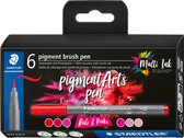 STAEDTLER pigment brush pen set 6 kleuren reds & pinks