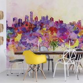 Fotobehang - Vlies Behang - Kleurrijke Geschilderde Stad - Kunst - 416 x 290 cm