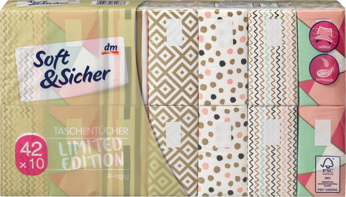 Goedkoopste Soft&Sicher Zakdoekje Design 4lagig 42x10, 420 St