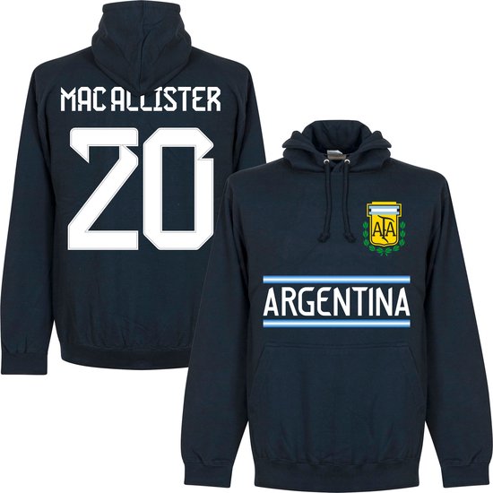 Argentinië Mac Allister 20 Team Hoodie - Navy - 3XL