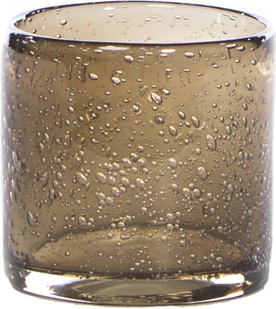 STILL Lanterne en Verre - Photophore - Bubble Caramel - Marron - 10x10 cm