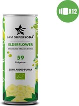 I am Supersoda Elderflower 12x0,25L - 100% biologische frisdrank - laag in suikers - laag in calorieën/kcal