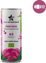 I am Supersoda Pink Rose 12x0,25L - 100% biologische frisdrank - zonder toegevoegde suikers en zoetstoffen - laag in calorieën/kcal