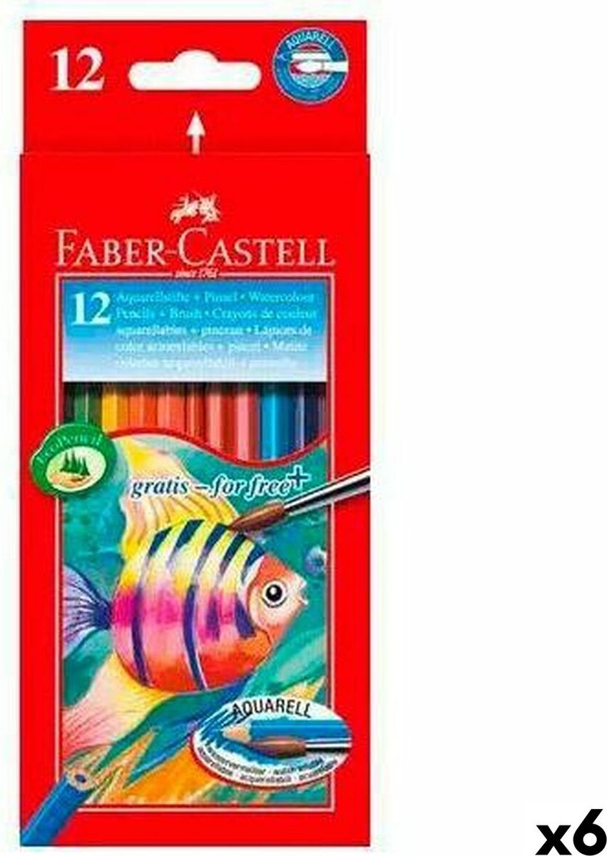 Kleurpotlood faber castell aquarel met penseel ass - 6 stuks
