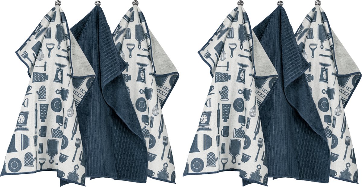 Keukenhanddoek ESSENTIALS, microfiber 40x48cm, SET/6, stone blue