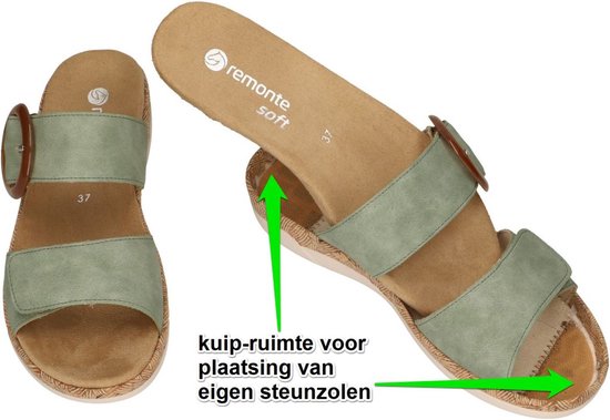 Remonte -Dames - groen licht - slippers & muiltjes - maat 41