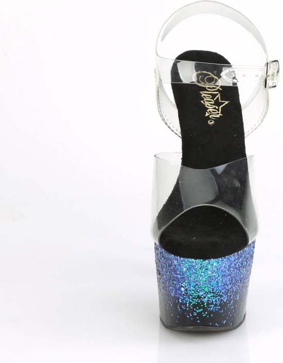 Pleaser Ankle Strap Sandal, Pole Dance Shoes -42 Shoes- ADORE-708SS US 12 Rose/ Zwart